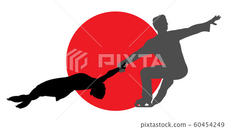 Figure skating pair silhouette Figure skating pair silhouette 60454249