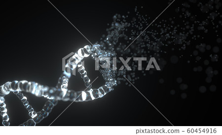 Particles compose glass DNA molecule model. Conceptual 3D rendering Particles compose glass DNA molecule model. Conceptual 3D rendering 60454916