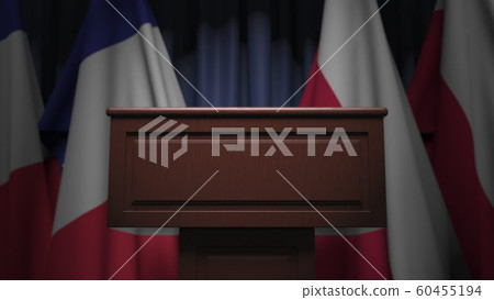 Many flags of Poland and France, 3D rendering 60455194