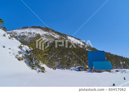 Kita Yatsugatake in winter Ameikeyama and mountain hut Kita Yatsugatake in winter Ameikeyama and mountain hut 60457062