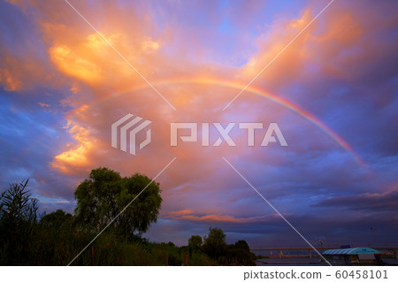 Han river sunset, rainbow, double rainbow 60458101