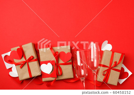 Gift craft boxes with origami paper hearts and Gift craft boxes with origami paper hearts and 60458152