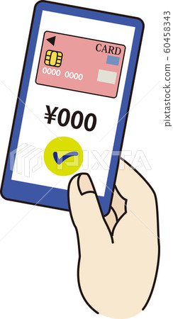 Cashless payment credit card mobile phone smartphone screen success hand simple image 60458343