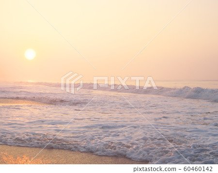 Nami Pacific Ocean Amami Peninsula Morning glow Tahara City Aichi Prefecture Japan 60460142