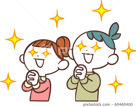 Children praying with their eyes shining 60460400