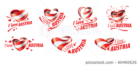 The national flag of the Austria and the inscription I love Austria. Vector illustration 60460626