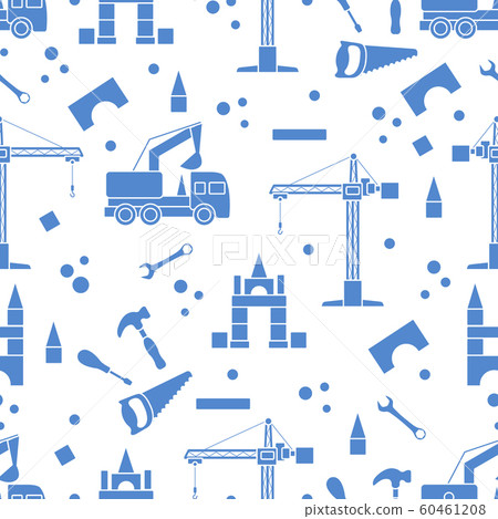 Vector seamless pattern kid toys Car, tools, crane Vector seamless pattern kid toys Car, tools, crane 60461208