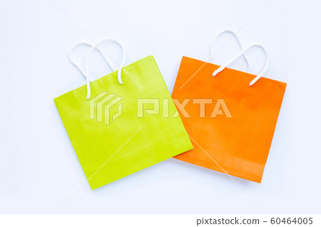 Paper shopping bags on white background. Paper shopping bags on white background. 60464005