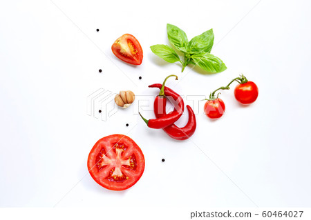 Various fresh vegetables and herbs on white Various fresh vegetables and herbs on white 60464027