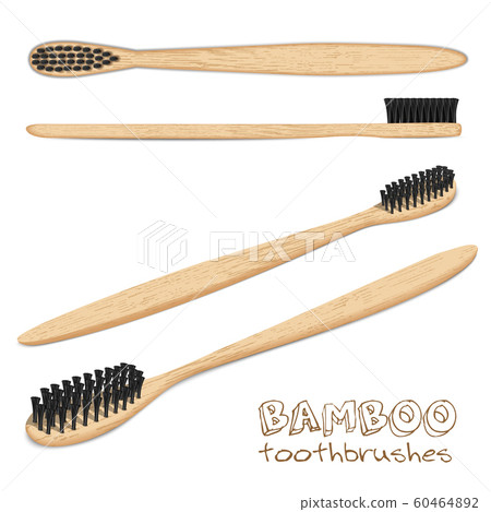 bamboo toothbrushes vector 60464892