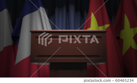 Flags of Vietnam and France at international meeting, 3D rendering 60465234