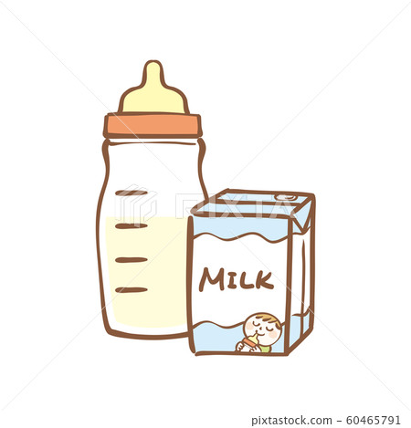 Illustration of baby bottle with liquid milk 60465791