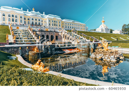 Grand cascade in Pertergof, Saint-Petersburg, Grand cascade in Pertergof, Saint-Petersburg, 60465930