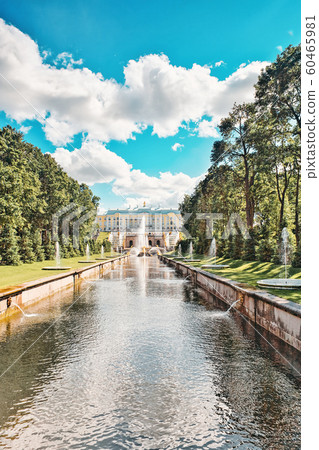 Grand cascade in Pertergof, Saint-Petersburg, Grand cascade in Pertergof, Saint-Petersburg, 60465981