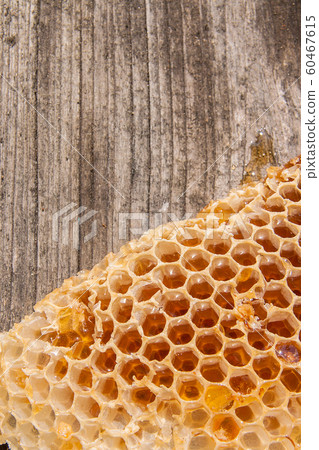 Section of wax honeycomb from beehive on the Section of wax honeycomb from beehive on the 60467615