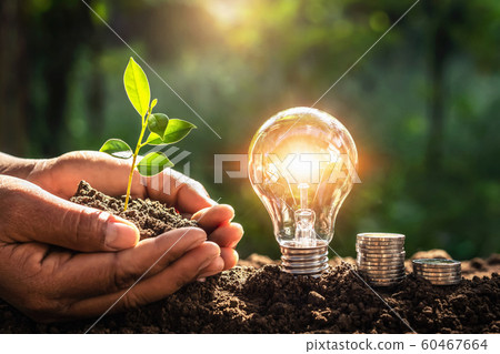 energy concept. eco power. lightbulb with money 60467664