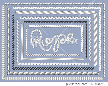 Rope brush. Marine ropes, braided string plait texture knitting rope brushes isolated vector set Rope brush. Marine ropes, braided string plait texture knitting rope brushes isolated vector set 60468752
