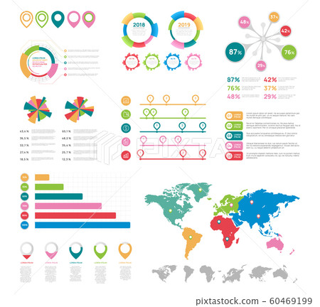 Flat infographic elements. Presentation chart elements vector set 60469199