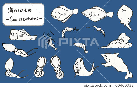 日本畫手繪海洋生物illustration_01_01 60469332