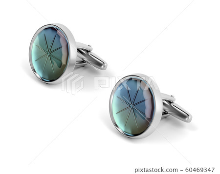 Silver cufflinks on white 60469347