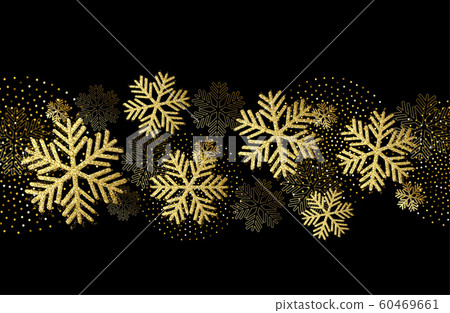 Vector Christmas card with gold snowflakes and glitter 60469661
