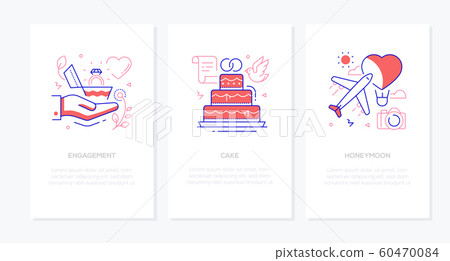 Wedding and marriage - line design style... - Stock Illustration ...