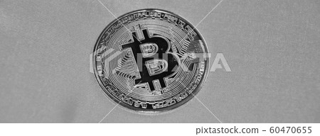 Shiny physical bitcoin. Blockchain technology. 60470655