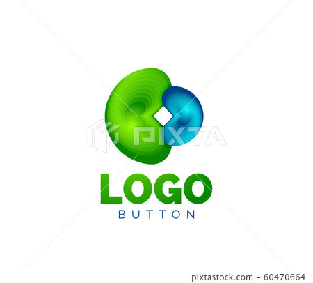 Abstract round shape logo template. Minimal geometrical design, 3d geometric bold symbol in relief style with color blend steps effect. Vector Illustration 60470664