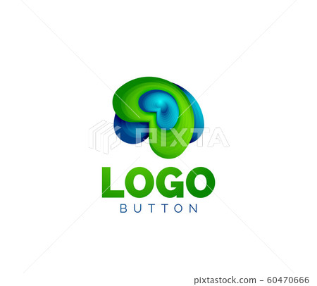 Abstract round shape logo template. Minimal geometrical design, 3d geometric bold symbol in relief style with color blend steps effect. Vector Illustration 60470666