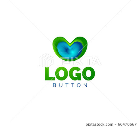Abstract round shape logo template. Minimal geometrical design, 3d geometric bold symbol in relief style with color blend steps effect. Vector Illustration Abstract round shape logo template. Minimal geometrical design, 3d geometric bold symbol in relief style with color blend steps effect. Vector Illustration 60470667
