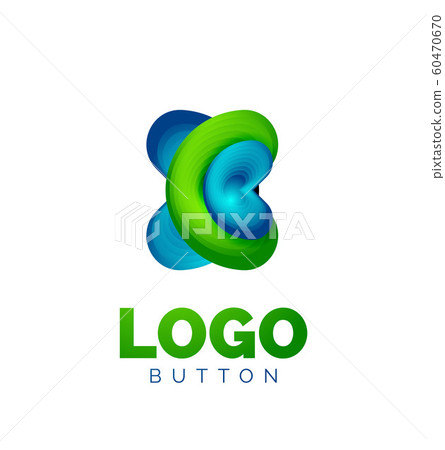 Abstract round shape logo template. Minimal geometrical design, 3d geometric bold symbol in relief style with color blend steps effect. Vector Illustration 60470670
