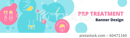 PRP Treatment vector pastel banner template with laser treatment, mesotherapy tools, ozone therapy, LED therapy and PRP procedure icons in blue and pink circles. PRP Treatment vector pastel banner template with laser treatment, mesotherapy tools, ozone therapy, LED therapy and PRP procedure icons in blue and pink circles. 60471160