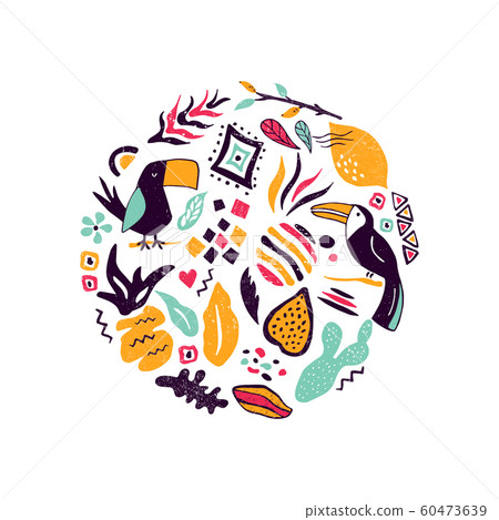 Abstract circle design with hand drawn elements Abstract circle design with hand drawn elements 60473639