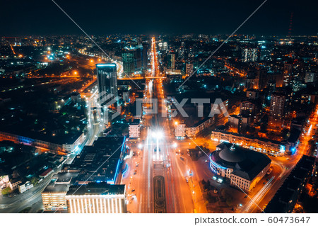 Panoramic view on big city at night Panoramic view on big city at night 60473647
