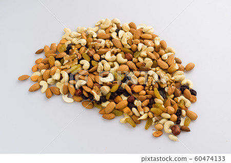 Mix of nuts and dried fruits. Cashew, almonds, 60474133