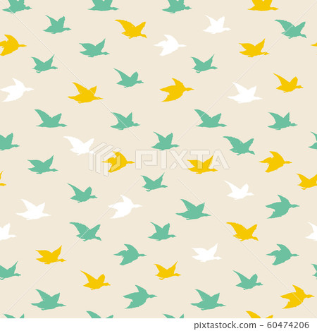 Crane Birds Seamless Pattern with Birds Silhouettes 60474206