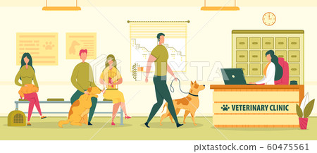 Visitors and Pets in Veterinary Clinic Reception. Visitors and Pets in Veterinary Clinic Reception. 60475561