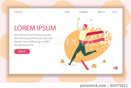 Company Employee Succeeded in Race, Vector Banner. 60475621