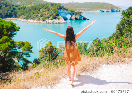 Girl on vacation travel background beautiful landscape 60475757
