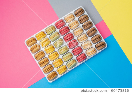 Bright colored macarons in stack 60475816