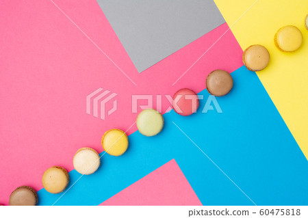 Bright colored macarons in stack 60475818