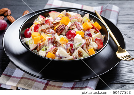 close-up of fresh apple salad with grapes close-up of fresh apple salad with grapes 60477598