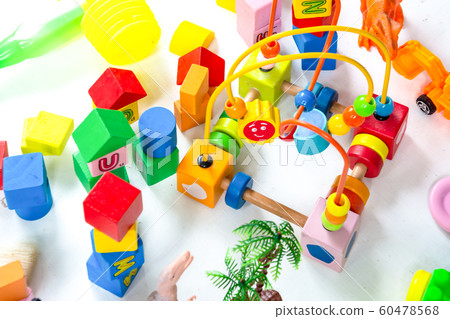 children toy colorful on white floor background children toy colorful on white floor background 60478568