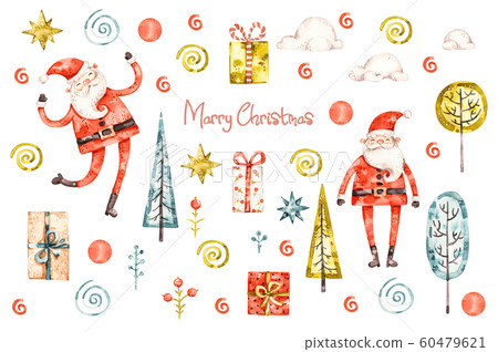 Merry christmas and new year watercolor collection 60479621