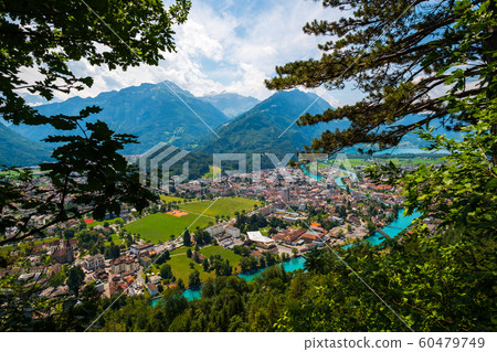 Aerial landscape of Interlaken city Aerial landscape of Interlaken city 60479749