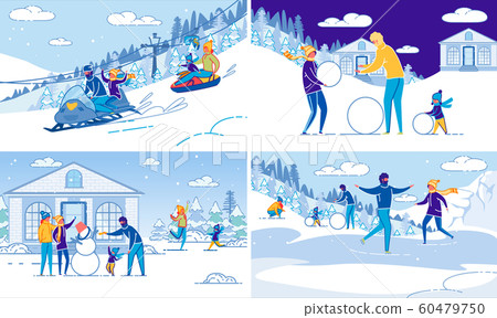 Winter Outdoor Activity and Family Recreation Set. Winter Outdoor Activity and Family Recreation Set. 60479750