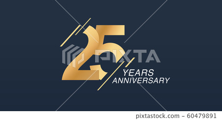 25 years anniversary vector icon, logo. Graphic design element with golden number 60479891