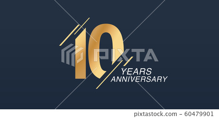 10 years anniversary vector icon, logo. Graphic design element with golden number 60479901