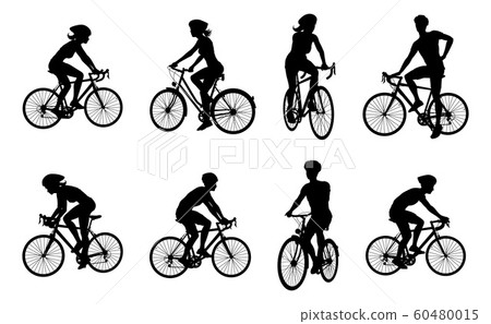 Bike and Bicyclist Silhouettes Set Bike and Bicyclist Silhouettes Set 60480015