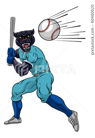 Panther Baseball Player Mascot Swinging Bat 60480020